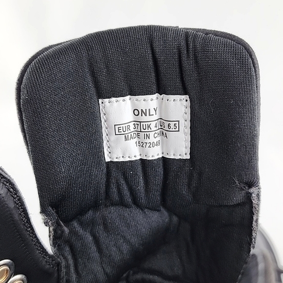 ONLY Betty Women's Black Lace-Up Faux Leather Ankle Boots  Chunky Soles Size 37 - Picture 12 of 15